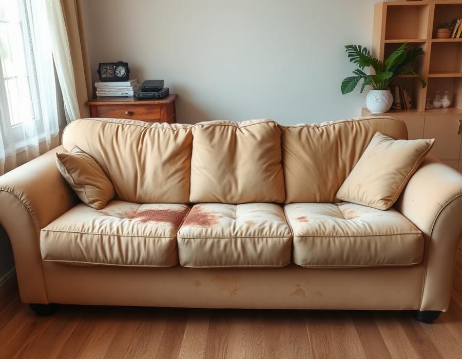 Sofa deep clean — before cleaning
